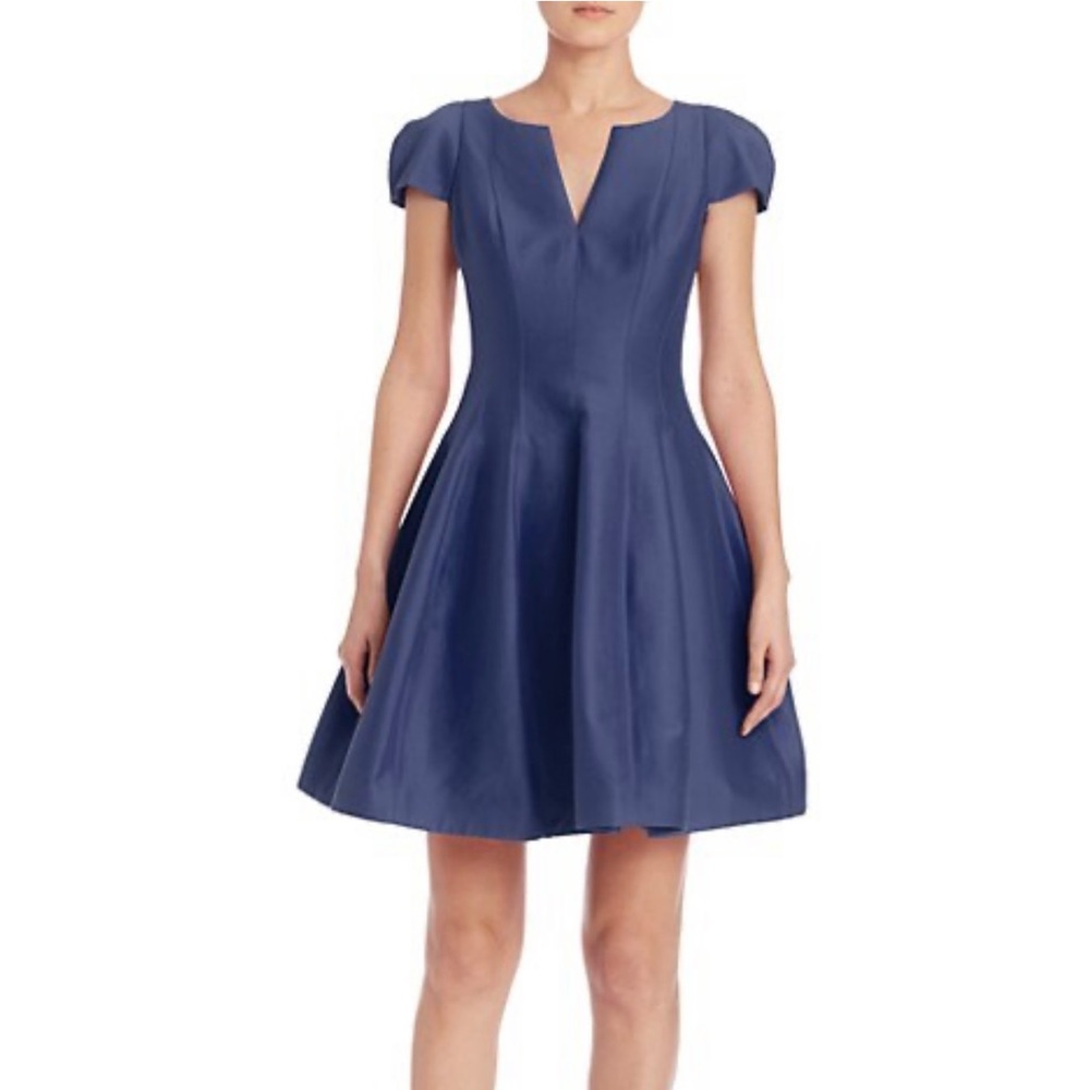 Halston Heritage cap sleeve navy dress